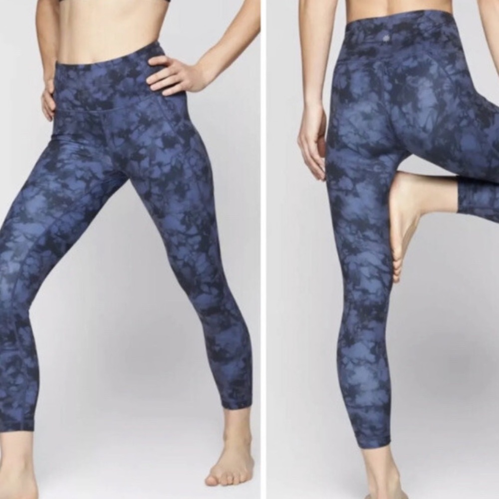 Athleta Navy Tie-Dye Leggings XS